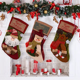 Christmas Stocking Socks with Santa Snowman Elk and Xmas Tree Ornaments - Himpall